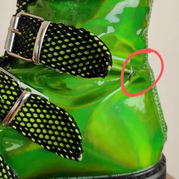 Sold-Demonia acid green glow in the dark mega platform knee-high boots size 7 US - Picture 10 of 10